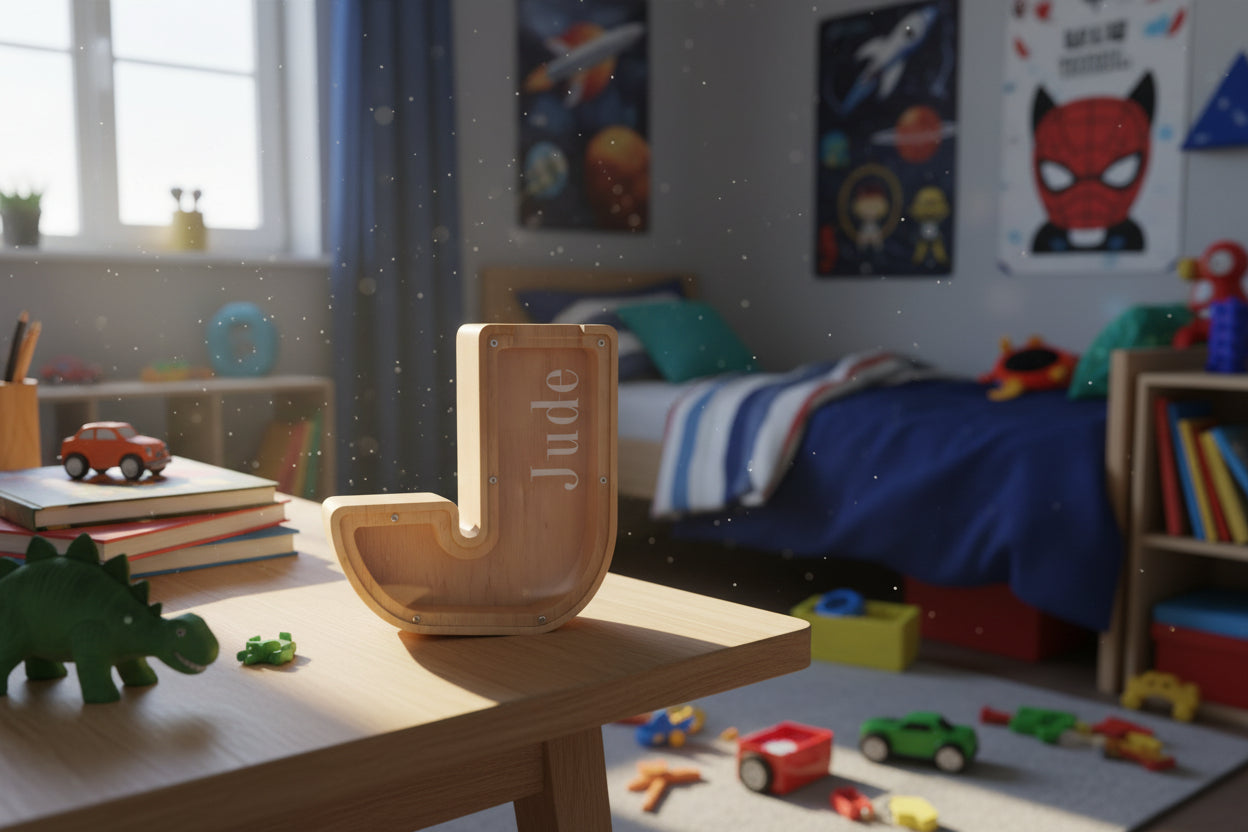 Tirelire personnalisée en bois — Cadeau naissance & anniversaire